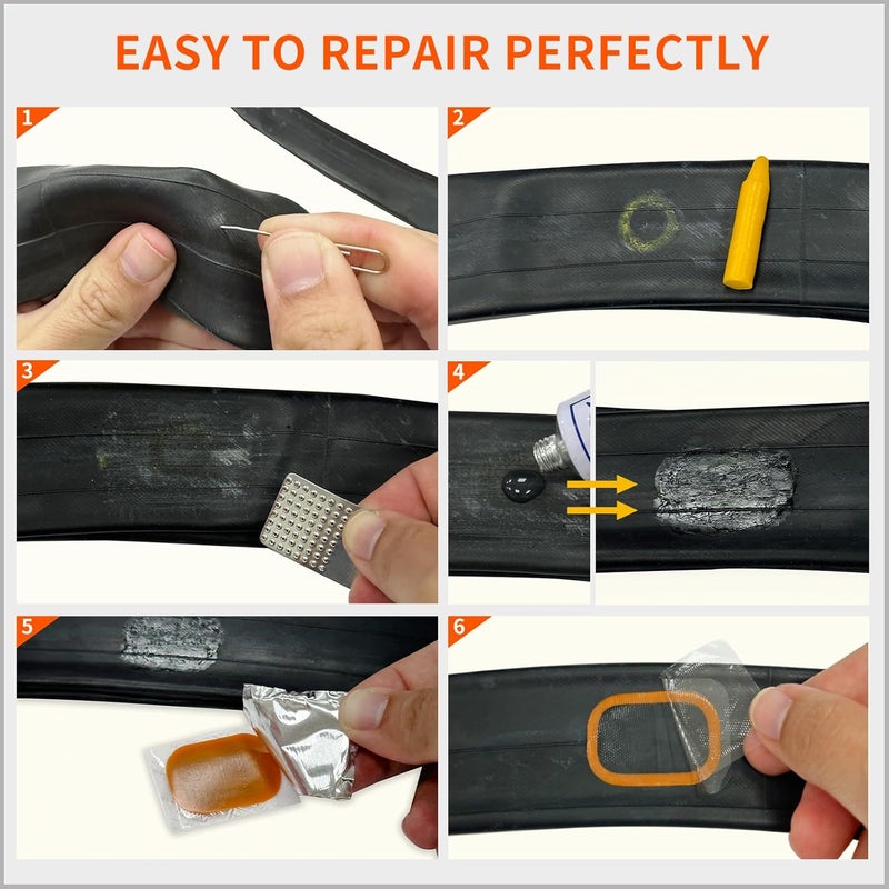 Pax 14Pcs Punctured Tube Tire Repair Patch Kit, Contains 6Pcs 24x35mmØ/ 4Pcs 25mmØ/ 2Pcs 32mmØ Tube Patches, Puncture Tire Repair Kit for Motorcycle, Scooter, Bicycle, Inflatable Rubber - Image 3